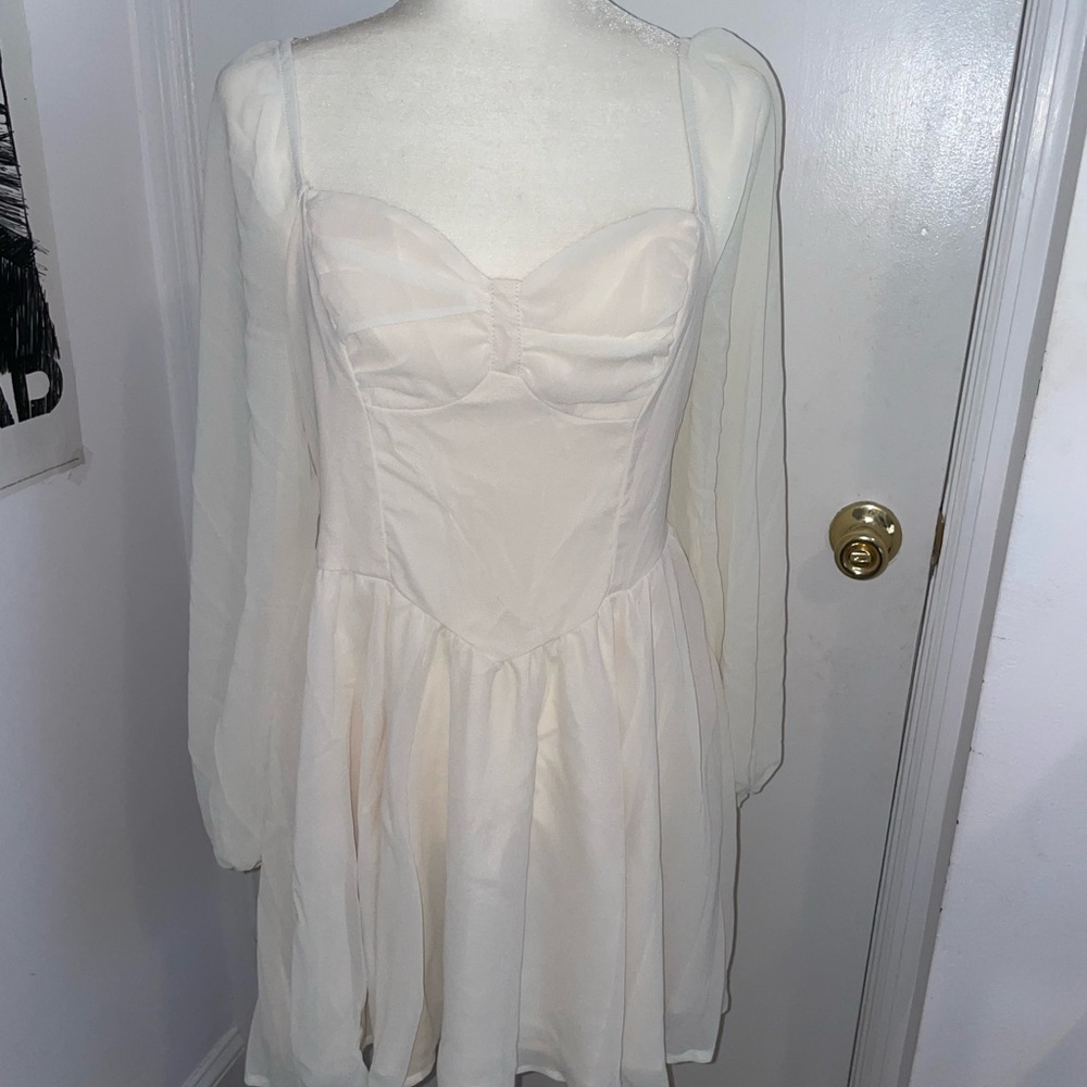 Cream Long Sleeve Dress